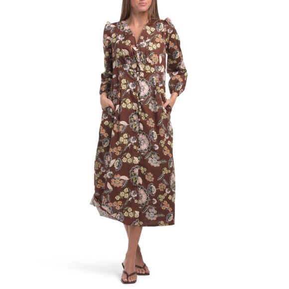 LA PICCOLA CREATIVA multi Made In Italy Long Sleeve Floral Maxi Dress - Picture 1 of 2